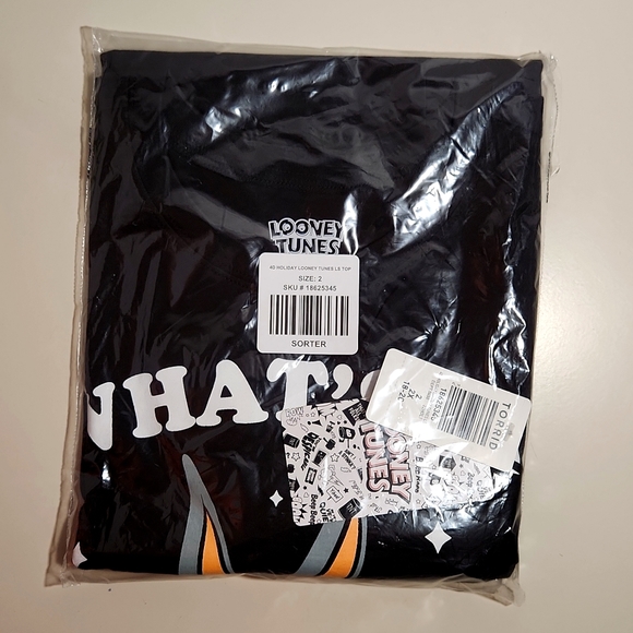 ❤️NWT VINTAGE TORRID TEE - BUGS BUNNY LOONEY TUNES CHRISTMAS HOLIDAY SANTA HAT - Picture 5 of 13